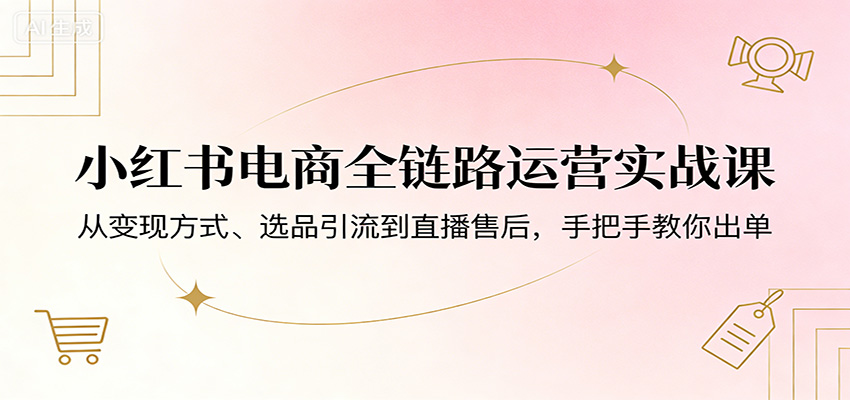 小红书电商全链路运营实战课：从变现方式、选品引流到直播售后，手把手教你出单-吾爱创业网