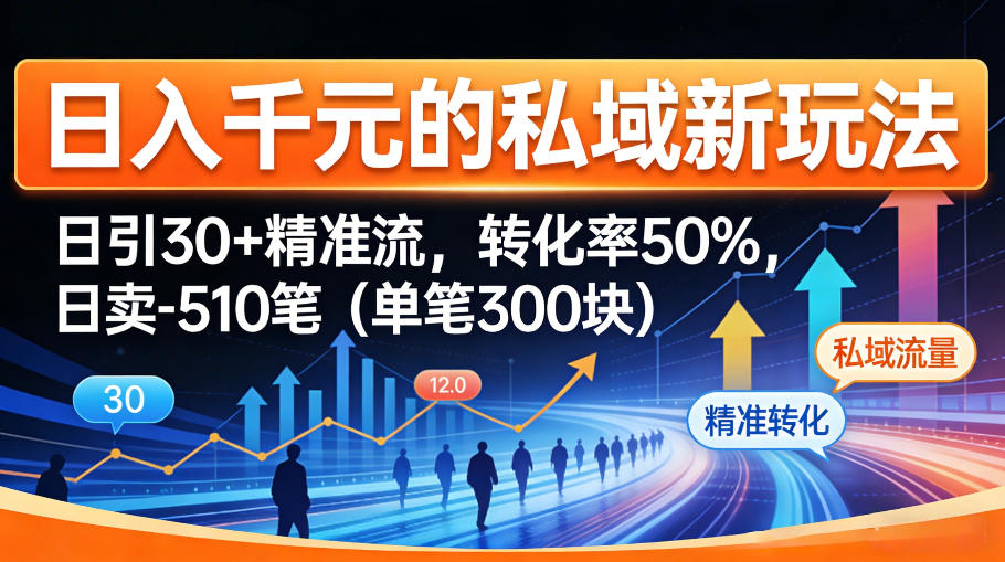 日入千米的私域新玩法：日引30＋精准流，转化率50%，日卖5-10笔（单笔300米）-吾爱创业网