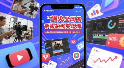 爆火全网的手机短视频变现课，0基础教你拍摄剪辑涨粉运营变现，用一部手机挣钱-吾爱创业网