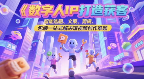数字人IP打造获客变现实操课，智能选题、文案、剪辑、包装一站式解决短视频创作难题-吾爱创业网