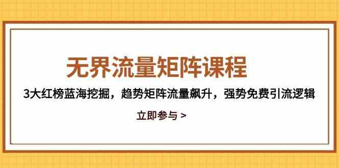 无界流量矩阵课程，3大红榜蓝海挖掘，趋势矩阵流量飙升，强势免费引流逻辑-吾爱创业网