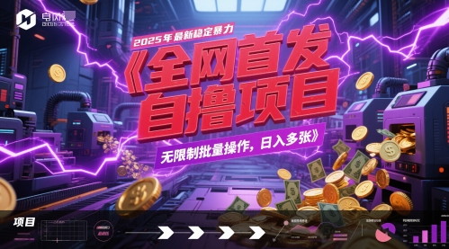 全网首发，2025年最新稳定暴力全自动自撸项目，无限制批量操作，日入多张【揭秘】-吾爱创业网