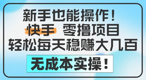 新手也能操作，快手零撸挣米，轻松每天挣2-5张，完全无成本-吾爱创业网
