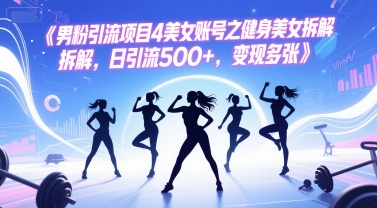 男粉引流项目4美女账号之健身美女拆解，日引流500+，变现多张-吾爱创业网