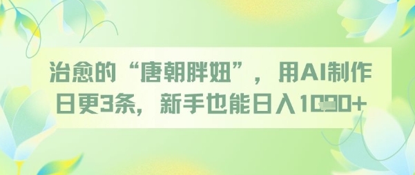 治愈的“唐朝胖妞”，用AI制作日更3条，新手也能日入多张-吾爱创业网
