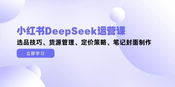 小红书DeepSeek运营课，选品技巧、货源管理、定价策略、笔记封面制作-吾爱创业网