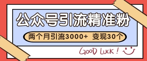 公众号精准粉引流玩法，2个月3000+精准粉，变现30个W【揭秘】-吾爱创业网