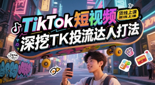 TikTok短视频带货线上课，深挖TK投流达人打法-吾爱创业网