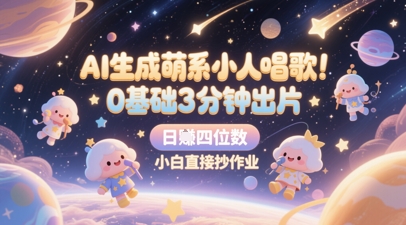 AI生成萌系小人唱歌，0基础3分钟出片，28个作品涨粉8.9W，单条最高19W赞，日入四位数，小白直接抄作业-吾爱创业网
