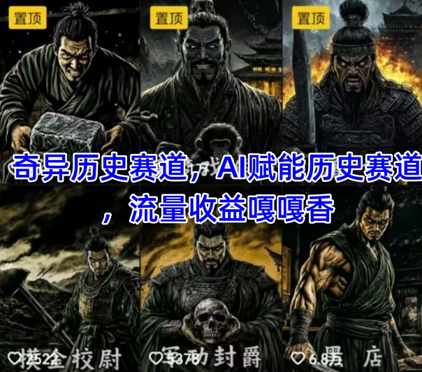 抖音奇异历史赛道，AI赋能历史赛道，流量收益嘎嘎香，狂撸伙伴计划-吾爱创业网