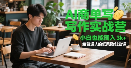 AI商单写作实战营，小白也能周入3k+，给普通人的低风险创业课-吾爱创业网