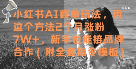 小红书AI商单玩法，用这个方法2个月涨粉7W+，新手也能接品牌合作(附全套指令模板)-吾爱创业网