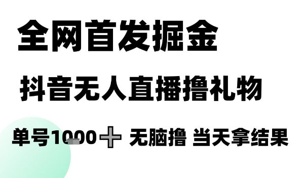 全网首发掘金抖音无人直播撸礼物，单号1k +无脑撸，当天拿结果【揭秘】-吾爱创业网