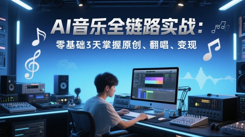 AI音乐全链路实战变现课：零基础3天掌握原创、翻唱、变现-吾爱创业网