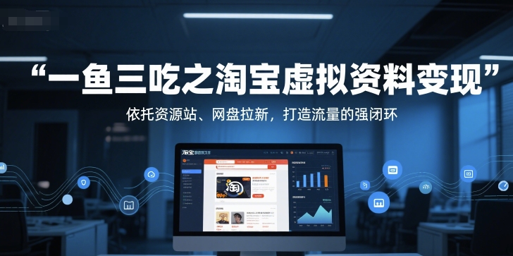 一鱼三吃之淘宝虚拟资料变现，依托资源站、网盘拉新，打造流量的强闭环-吾爱创业网