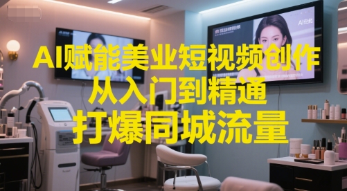 AI赋能美业短视频创作，从入门到精通，打爆同城流量，超级AI工具短视频实操落地-吾爱创业网