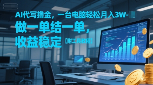 AI代写撸金，一台电脑轻松月入1-3W，做一单结一单，收益稳定【附工具教程】-吾爱创业网