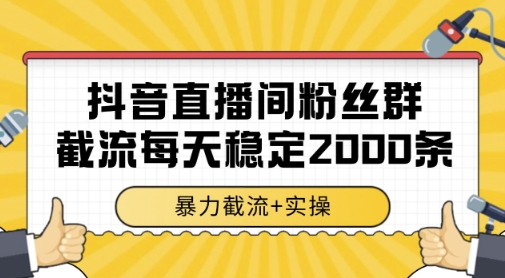 抖音直播间粉丝群暴力截流，一台电脑每天稳定2000条数据，暴力截流+实操 【揭秘】-吾爱创业网