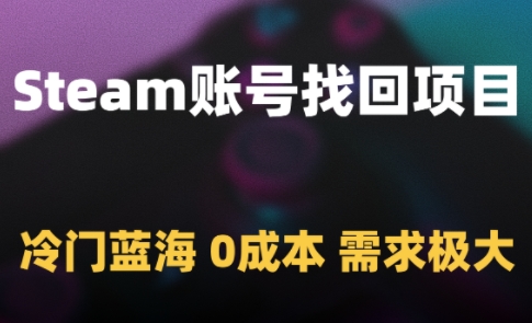 Steam账号找回项目，冷门蓝海，0成本，需求极大-吾爱创业网
