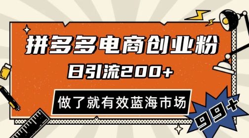 拼多多引流电商创业粉，日引200+，可矩阵放大，做了就有效【揭秘】-吾爱创业网