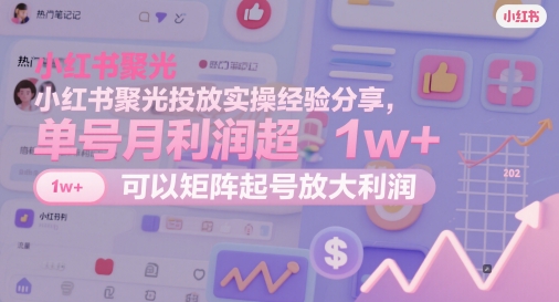 小红书聚光投放实操经验分享，单号月利润超1w+，可以矩阵起号放大利润-吾爱创业网