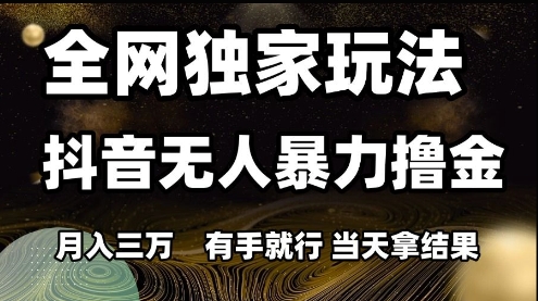 全网独家玩法抖音无人暴力撸金，月入3W，有手就行，当天拿结果【揭秘】-吾爱创业网