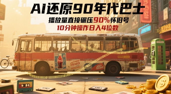 AI还原90年代巴士，一帧就让70后泪崩，播放量直接碾压90%怀旧号，每天操作十分钟，日入四位数-吾爱创业网