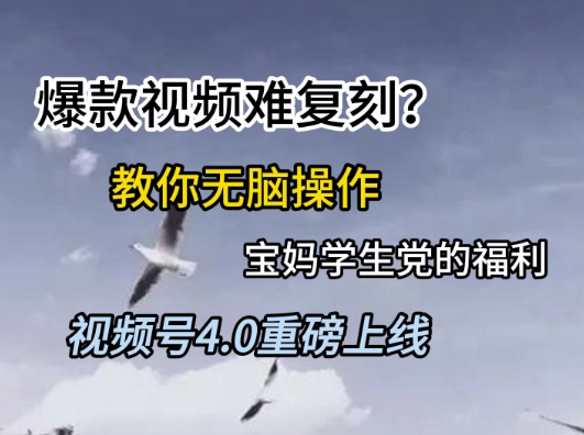 视频号4.0重磅上线，爆款视频难复刻？教你无脑操作宝妈学生党的福利【揭秘】-吾爱创业网