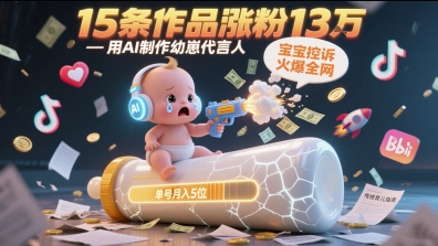 用AI制作幼崽代言人，宝宝的控诉火爆全网，15条作品涨粉13W，单号月入5位数实操教程-吾爱创业网