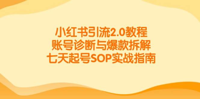 小红书引流2.0教程，账号诊断与爆款拆解，七天起号SOP实战指南-吾爱创业网