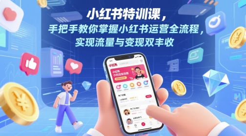 小红书特训课，手把手教你掌握小红书运营全流程，实现流量与变现双丰收-吾爱创业网